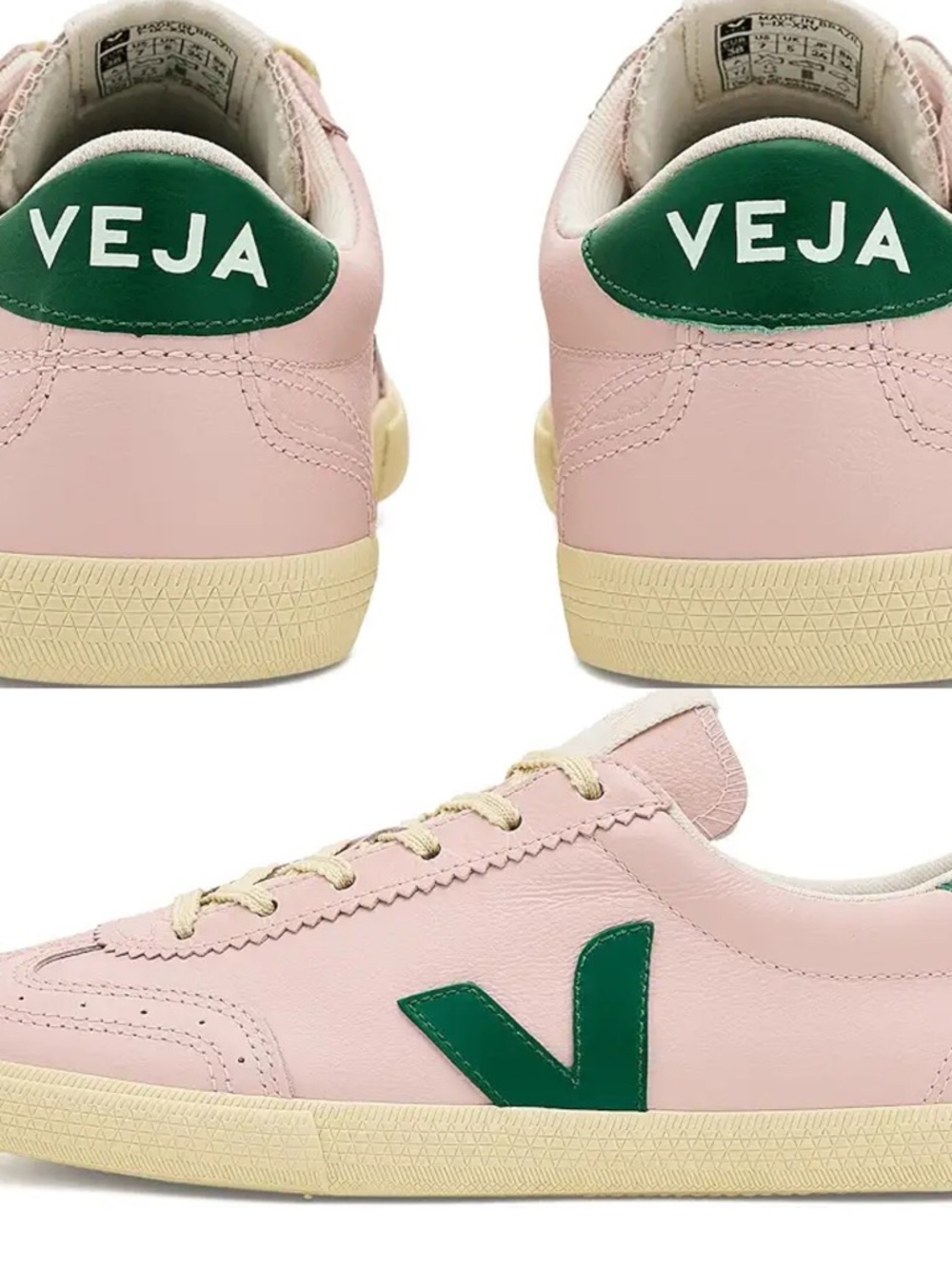 NWT - Veja Volley Leather Sneaker -Pink & Green (sz 6 / 37) - Picture 15 of 16